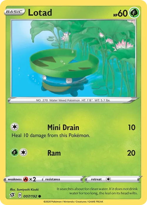 Lotad 7 Pokemon card from Rebel Clash set