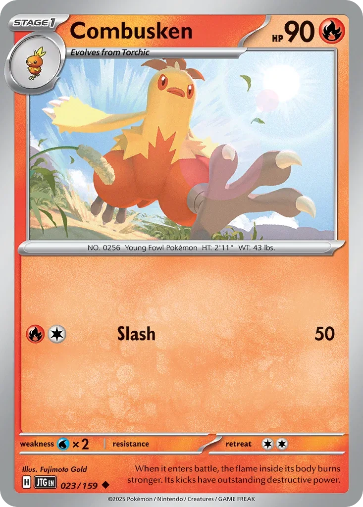 Combusken 23 Pokémon card from JTG set