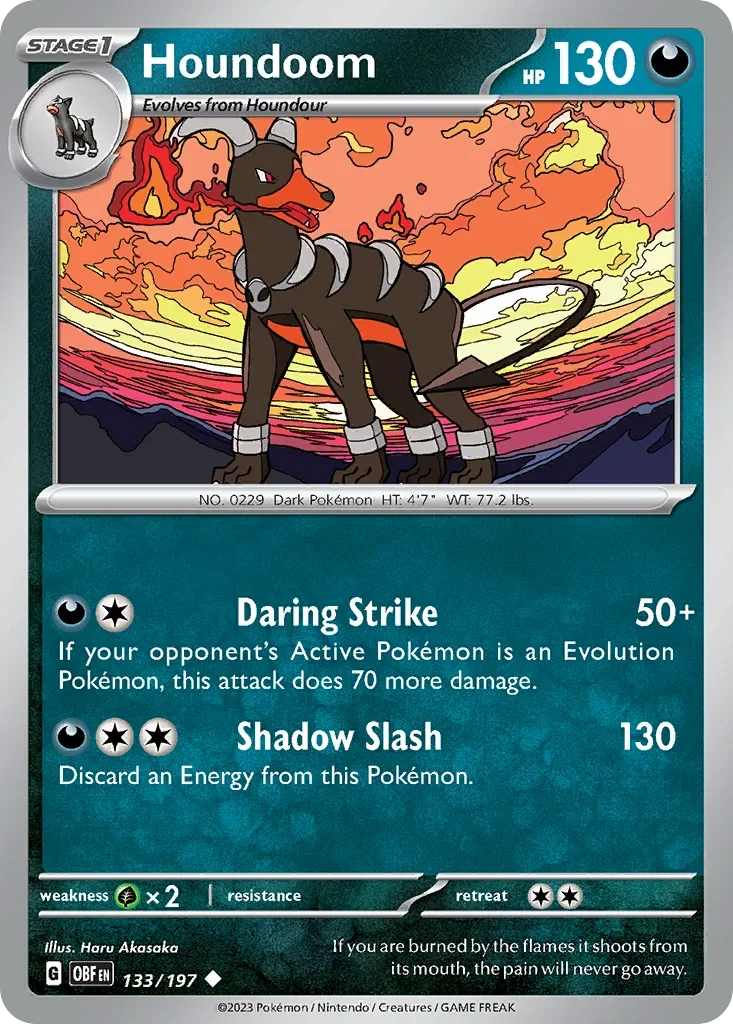 Houndoom 133 Pokémon card from Obsidian Flames set