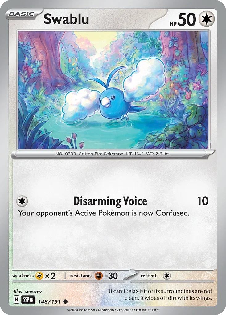 Swablu 148/167 Pokemon card from Surging Sparks set