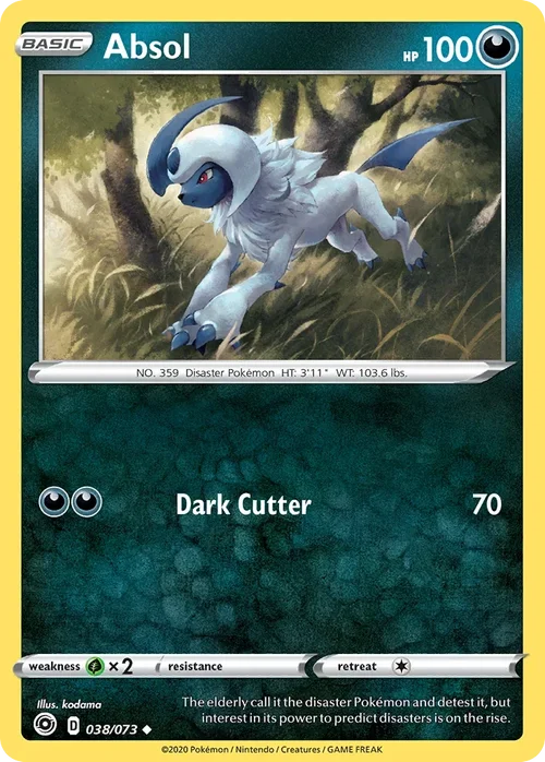 Absol 38 Pokemon card from Champion's Path set