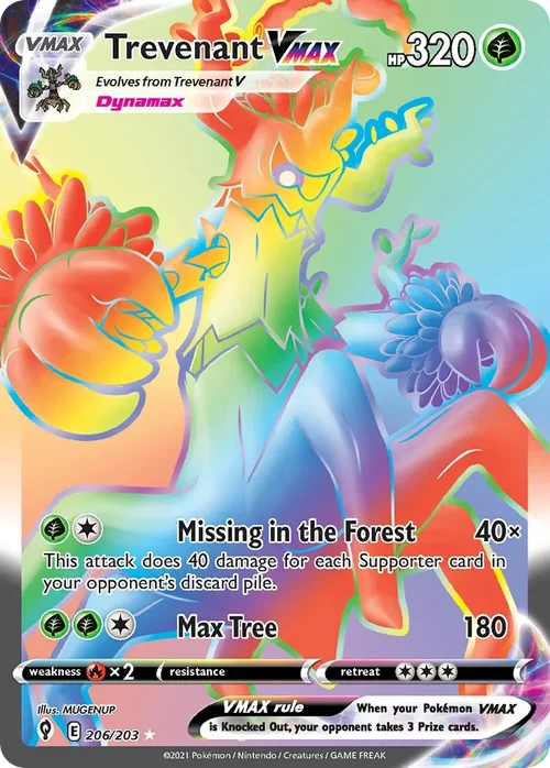 Trevenant VMAX 206 Pokemon card from Evolving Skies set