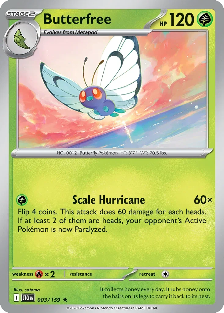 Butterfree 3 Pokémon card from JTG set