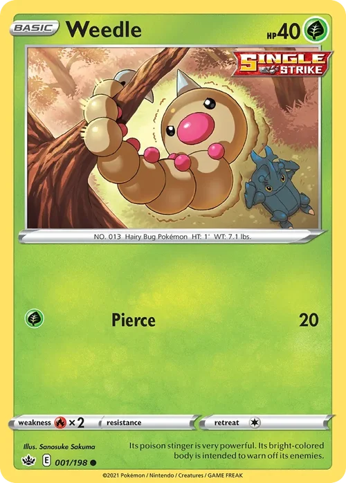 Weedle 1 Pokemon card from Chilling Reign set