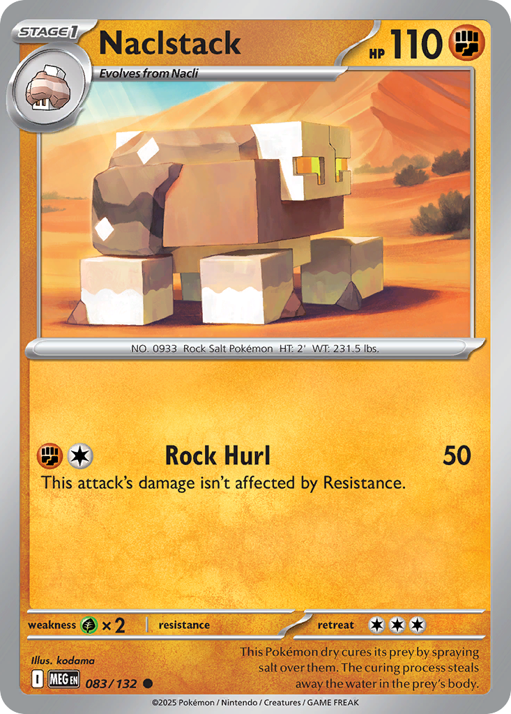 Naclstack 83 Pokemon card from Mega Evolution set