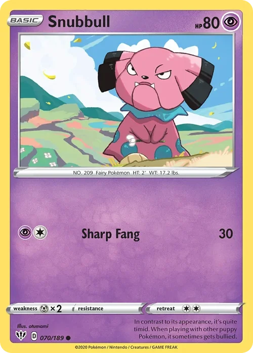 Snubbull 70 Pokemon card from Darkness Ablaze set