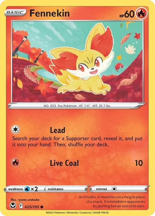 Fennekin 25 Pokemon card from Silver Tempest set