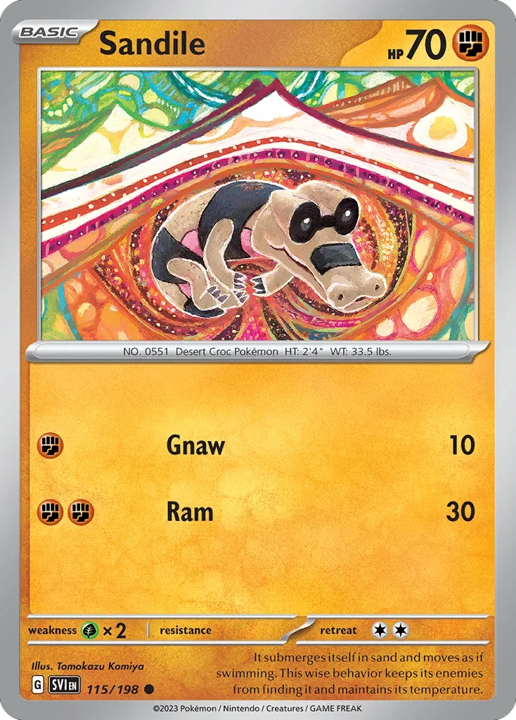 Sandile 115 Pokemon card from Scarlet & Violet set