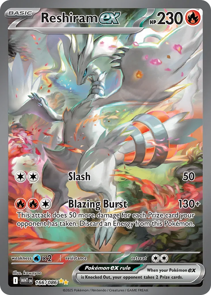 Reshiram ex 166 Pokemon card from White Flare set