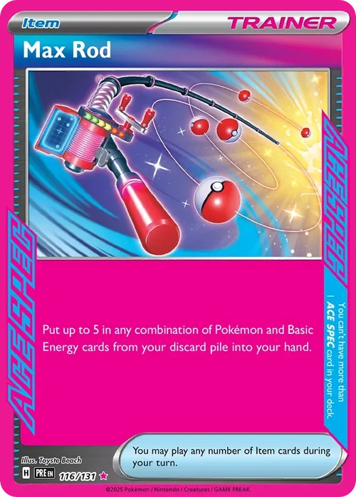 Max Rod 116 Pokemon card from Prismatic Evolutions set