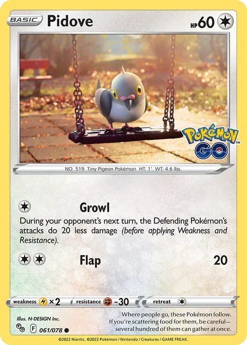 Pidove 61 Pokemon card from Pokemon GO set
