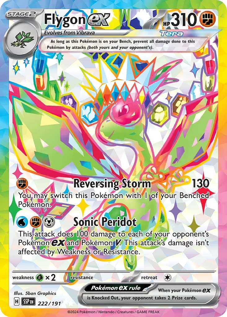 Flygon ex 222/167 Pokemon card from Surging Sparks set