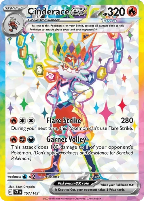 Cinderace ex 157 Pokemon card from Stellar Crown set
