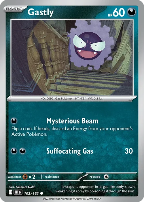Gastly 102 Pokemon card from Temporal Forces set