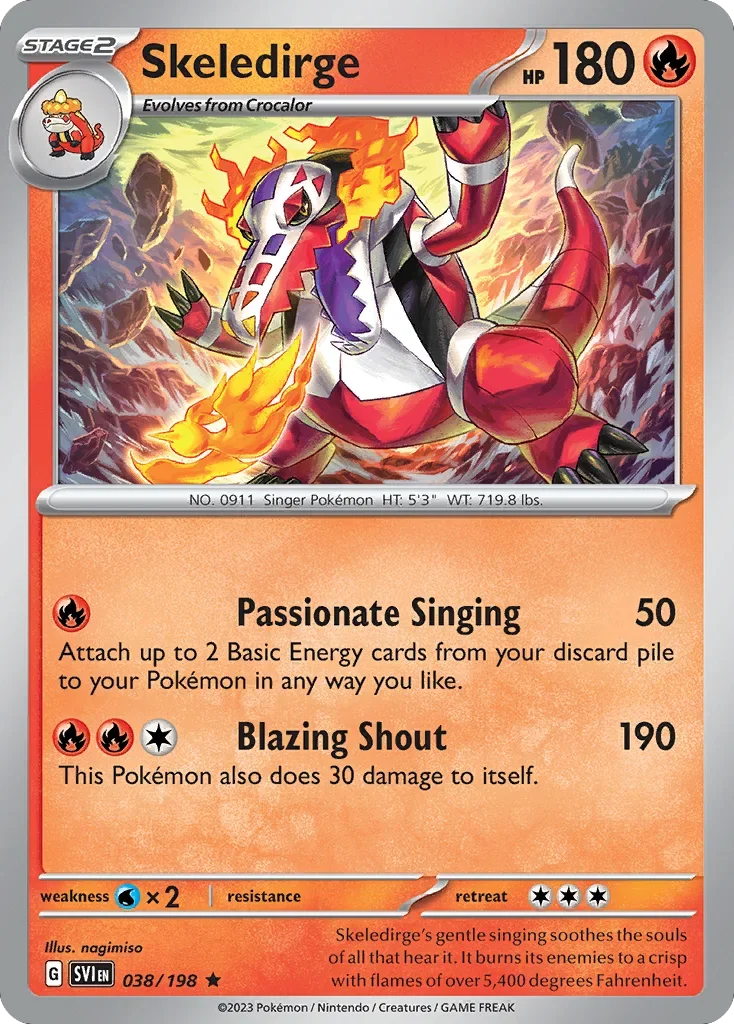 Skeledirge 38 Pokemon card from Scarlet & Violet set