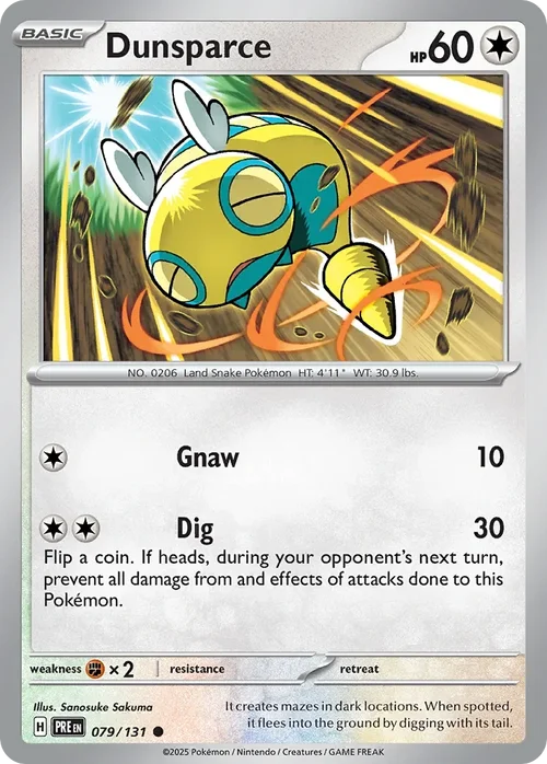 Dunsparce 79 Pokemon card from Prismatic Evolutions set