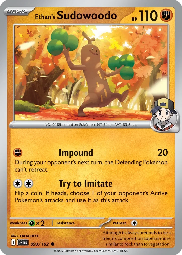Ethan's Sudowoodo 93 Pokemon card from Destined Rivals set