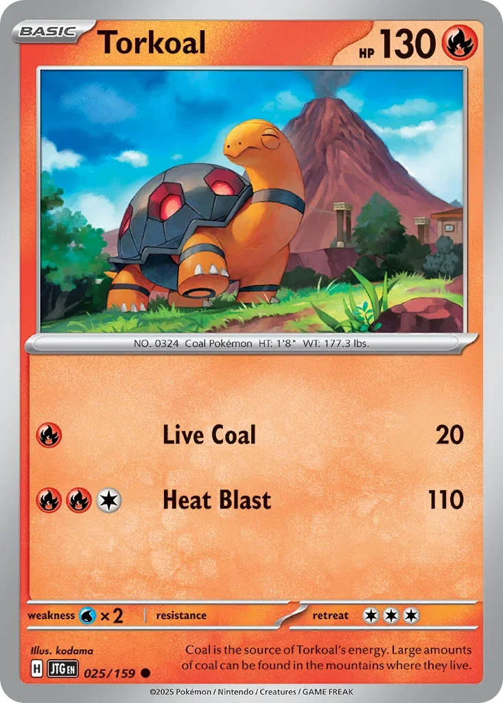 Torkoal 25 Pokémon card from JTG set