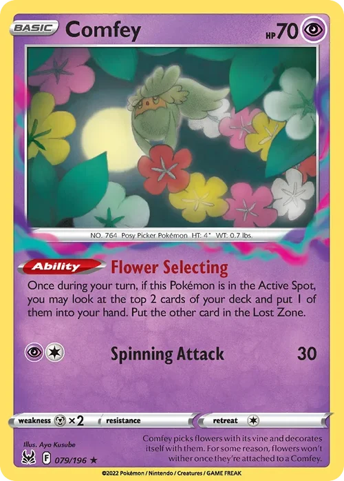 Comfey 79 Pokemon card from Lost Origin set