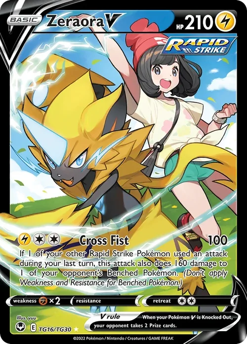 Zeraora V TG16 Pokemon card from Silver Tempest set