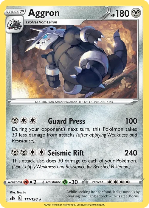 Aggron 111 Pokemon card from Chilling Reign set