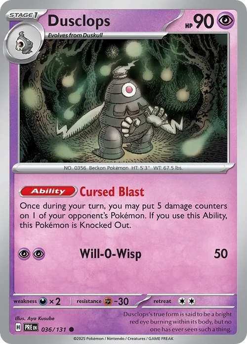 Dusclops 36 Pokemon card from Prismatic Evolutions set