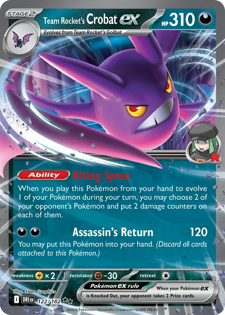 Team Rocket's Crobat ex 122 Pokemon card from Destined Rivals set