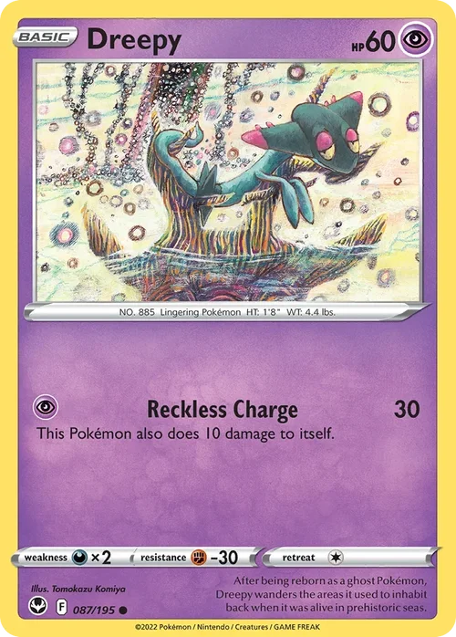 Dreepy 87 Pokemon card from Silver Tempest set