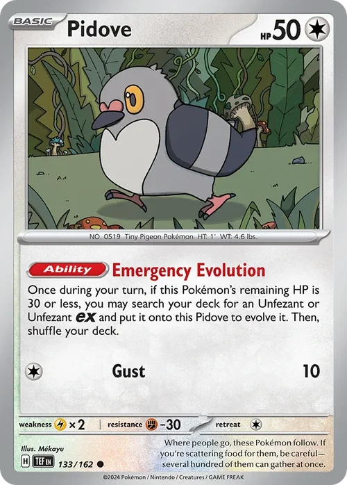 Pidove 133 Pokemon card from Temporal Forces set