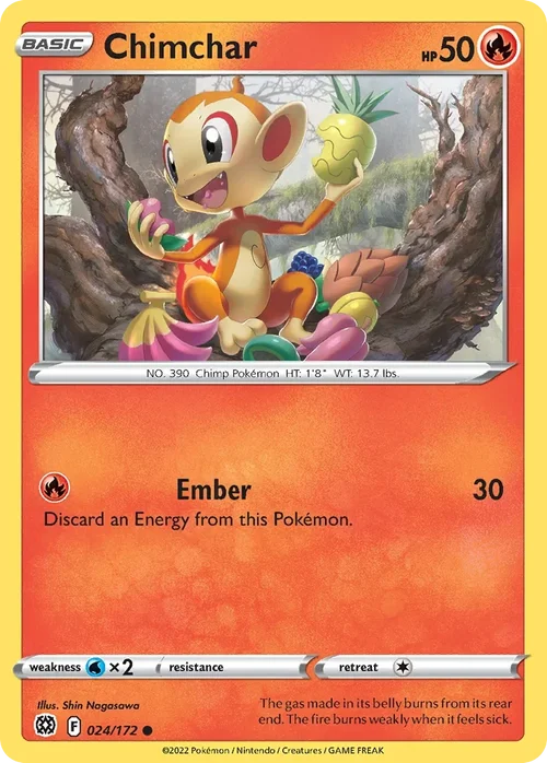 Chimchar 024 Pokemon card from Brilliant Stars set