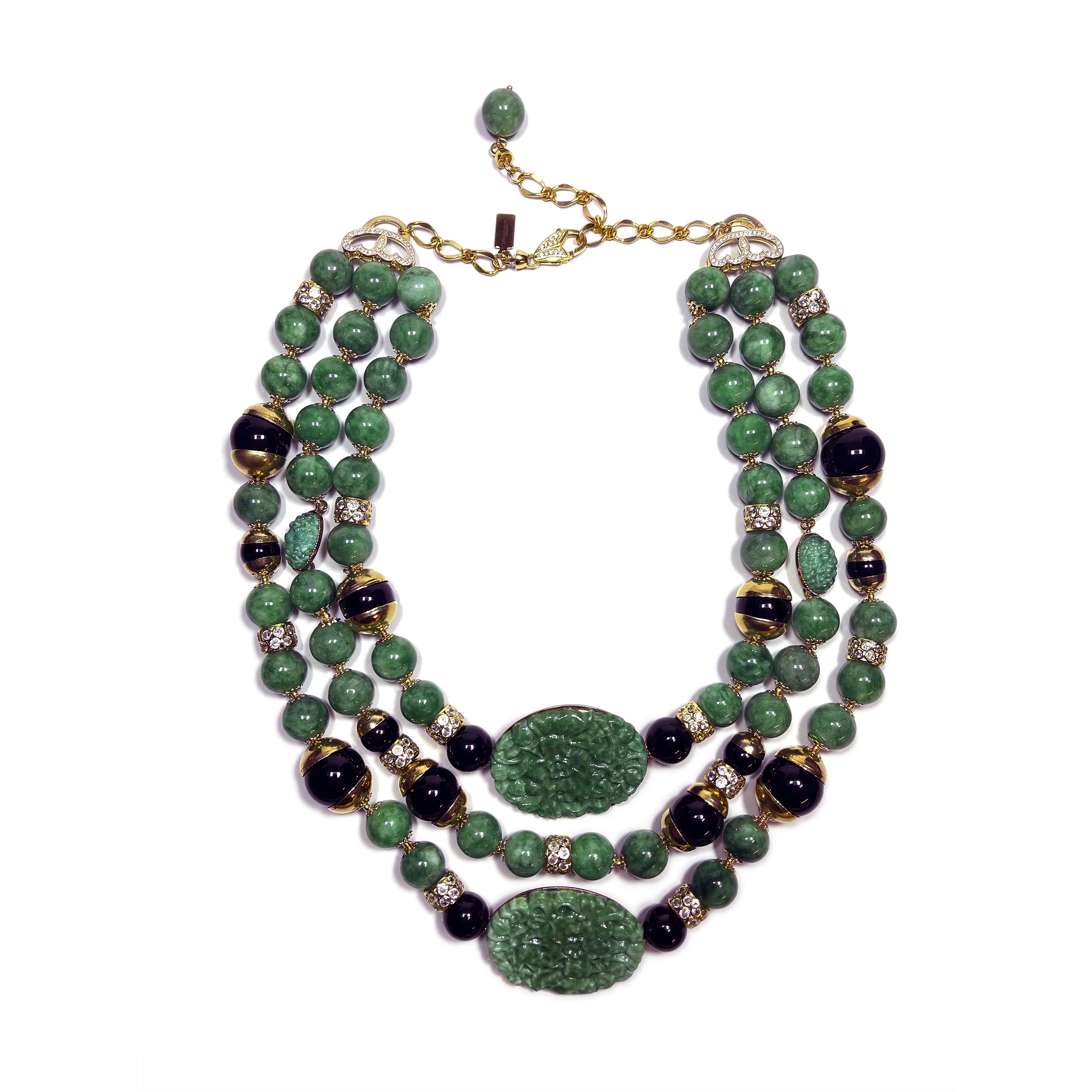 Colar em Camadas de Jade Imperial e Ônix