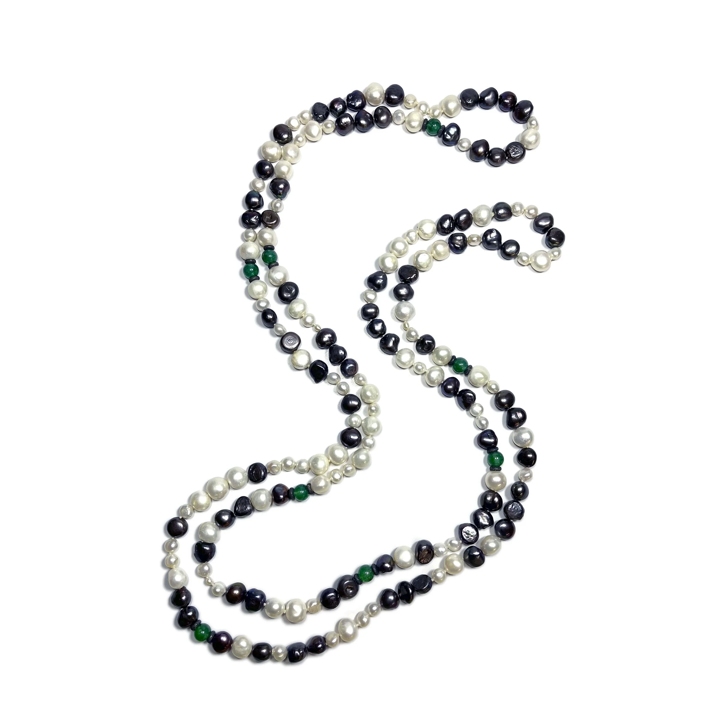 Sautoir Venaria Privata - Pérolas e Jade Esmeralda