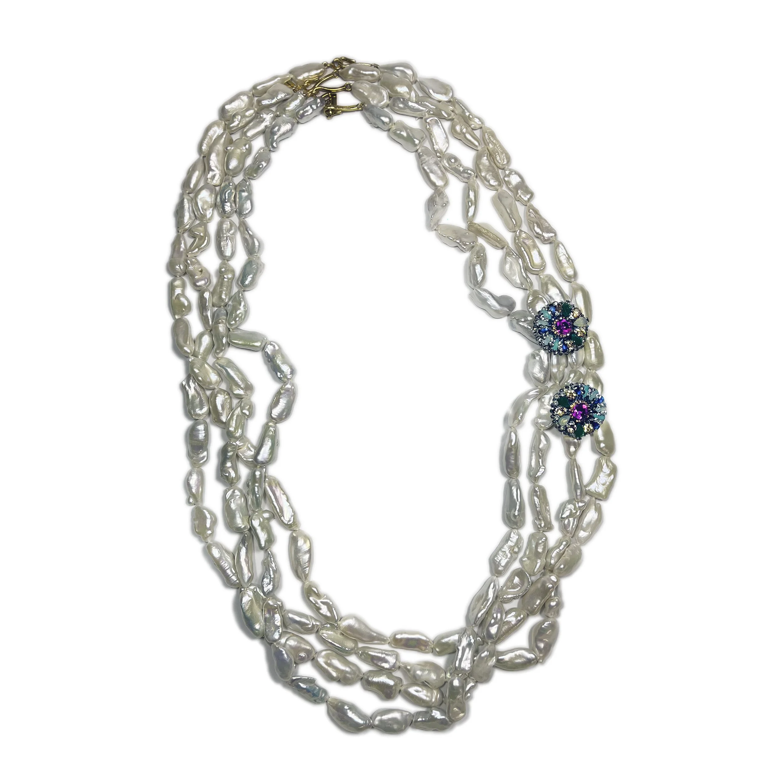 Conjunto de Colares Longos em Pérolas Barrocas