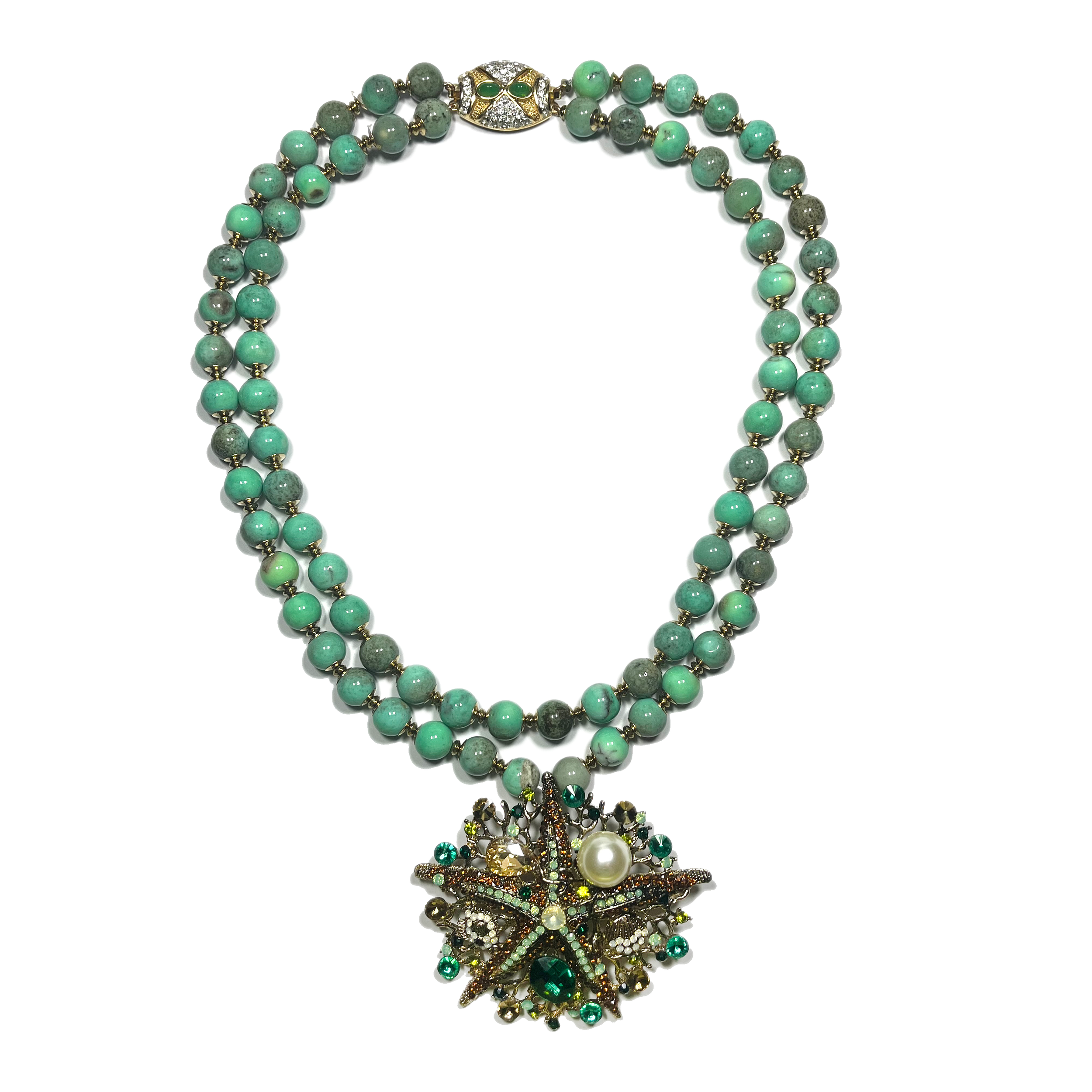 THALASSA VIRIDIS — Colar em Turquesas com Pingente Italiano