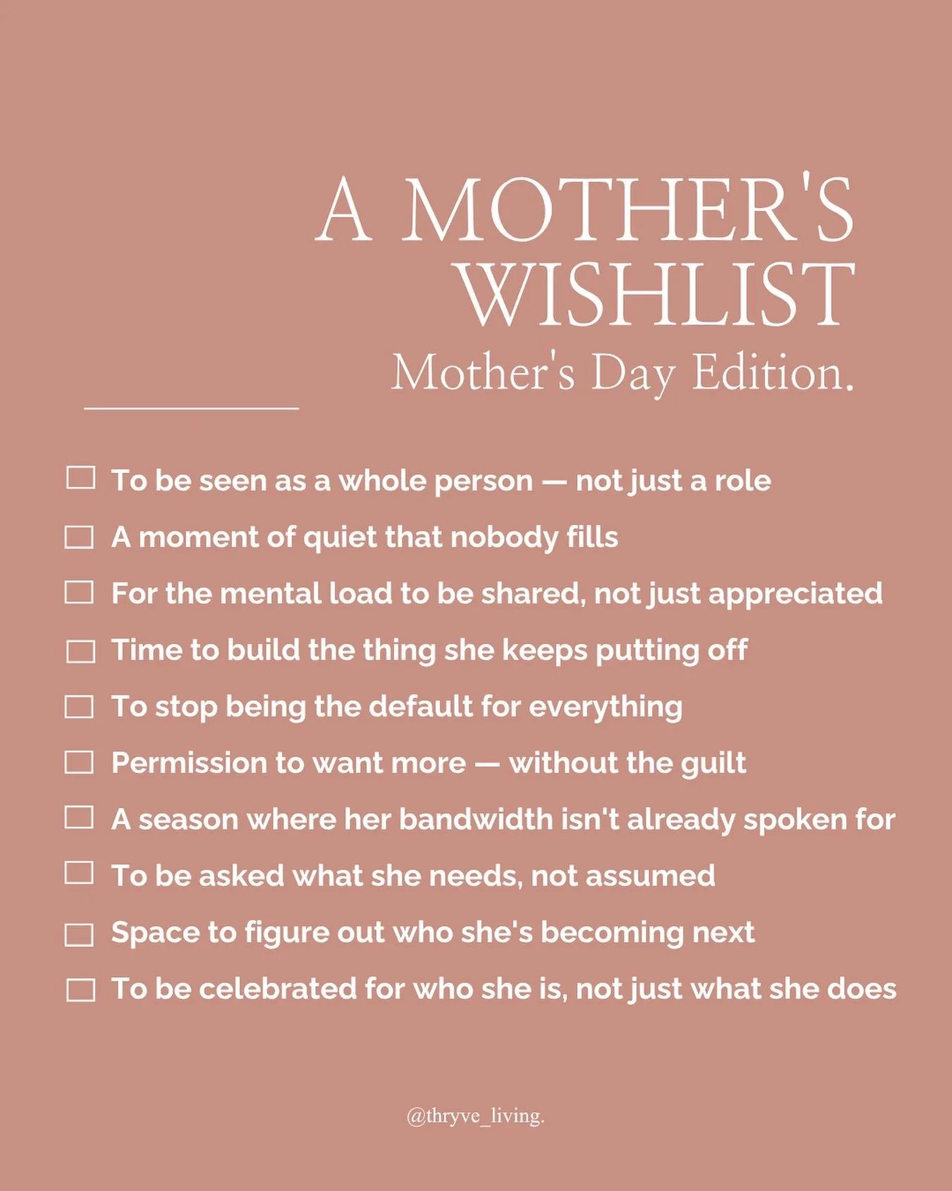 A few years ago I shared a version of this. And honestly? Most of it still applies ✨ 

Because the wishlist hasn&rsquo;t changed that much. What has changed is how clearly I can see it now: the invisible weight, the constant managing, the quiet ache 