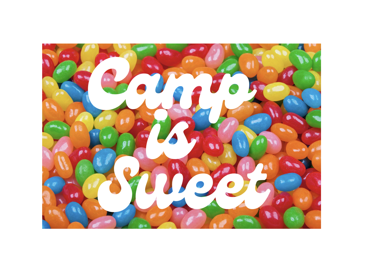CAMP IS SWEET JELLY BEAN POSTCARD