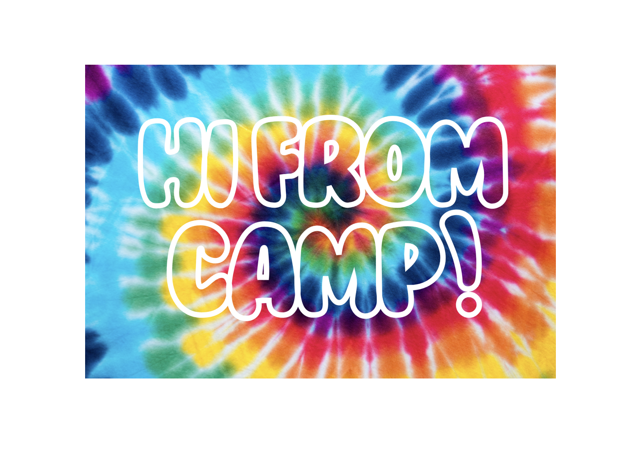 HI FROM CAMP TIE DYE POSTCARD