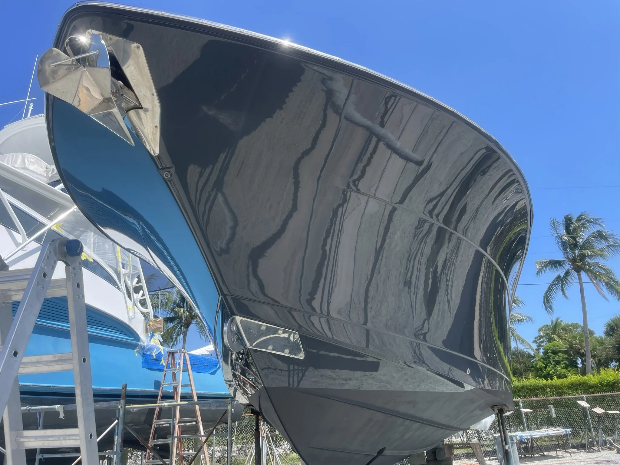 Boat hull polishing and ceramic coating application