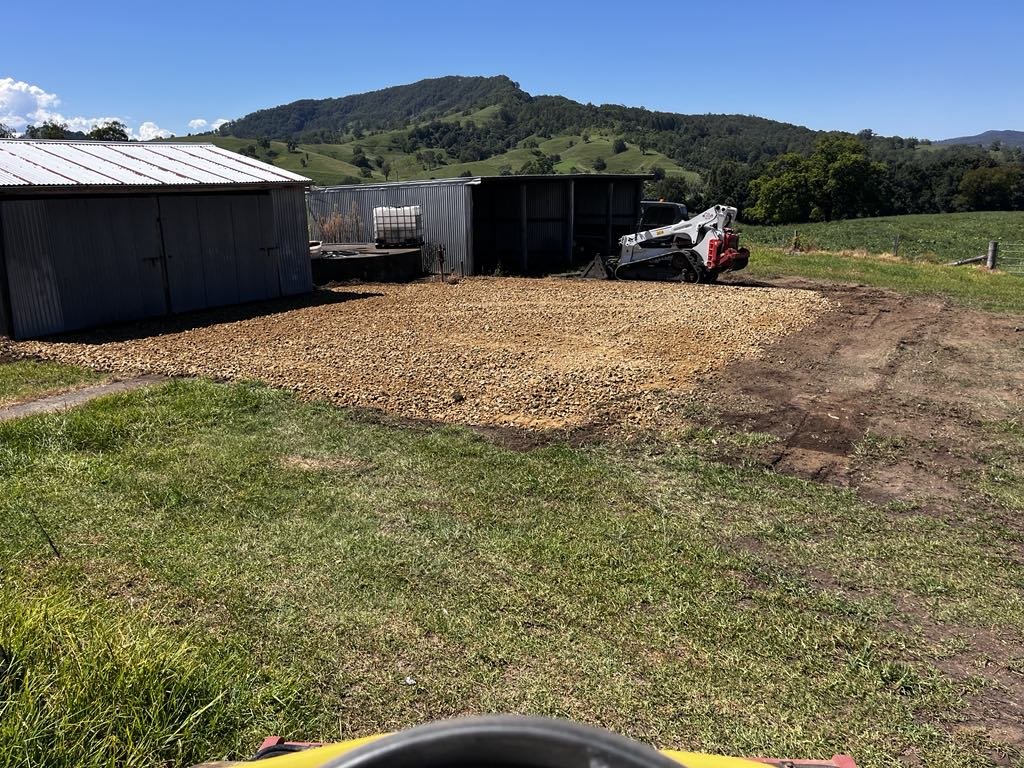 Site cleanup and prep for flat pad for carparking