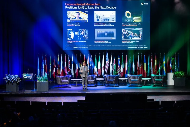 Niccolo de Masi, CEO of IonQ, delivers the keynote at Quantum World Congress 2025