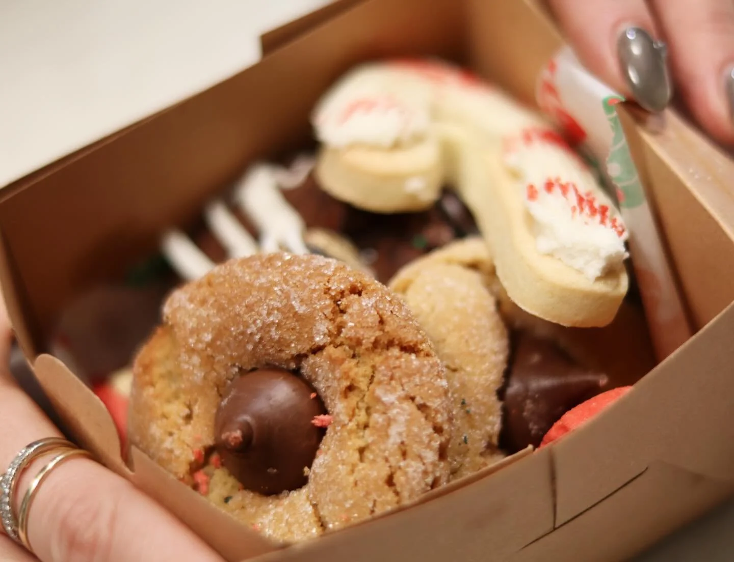 It&rsquo;s that time of year! This year, my cookie boxes had two classics - sugar cookies and peanut butter blossoms - and one new cookie I&rsquo;ve been working on: a hot cocoa cookie with a torched marshmallow and peppermint white chocolate drizzle