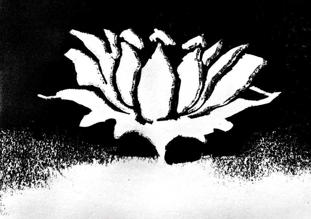 Floating Lotus 5x7 linoleum block print 🪷