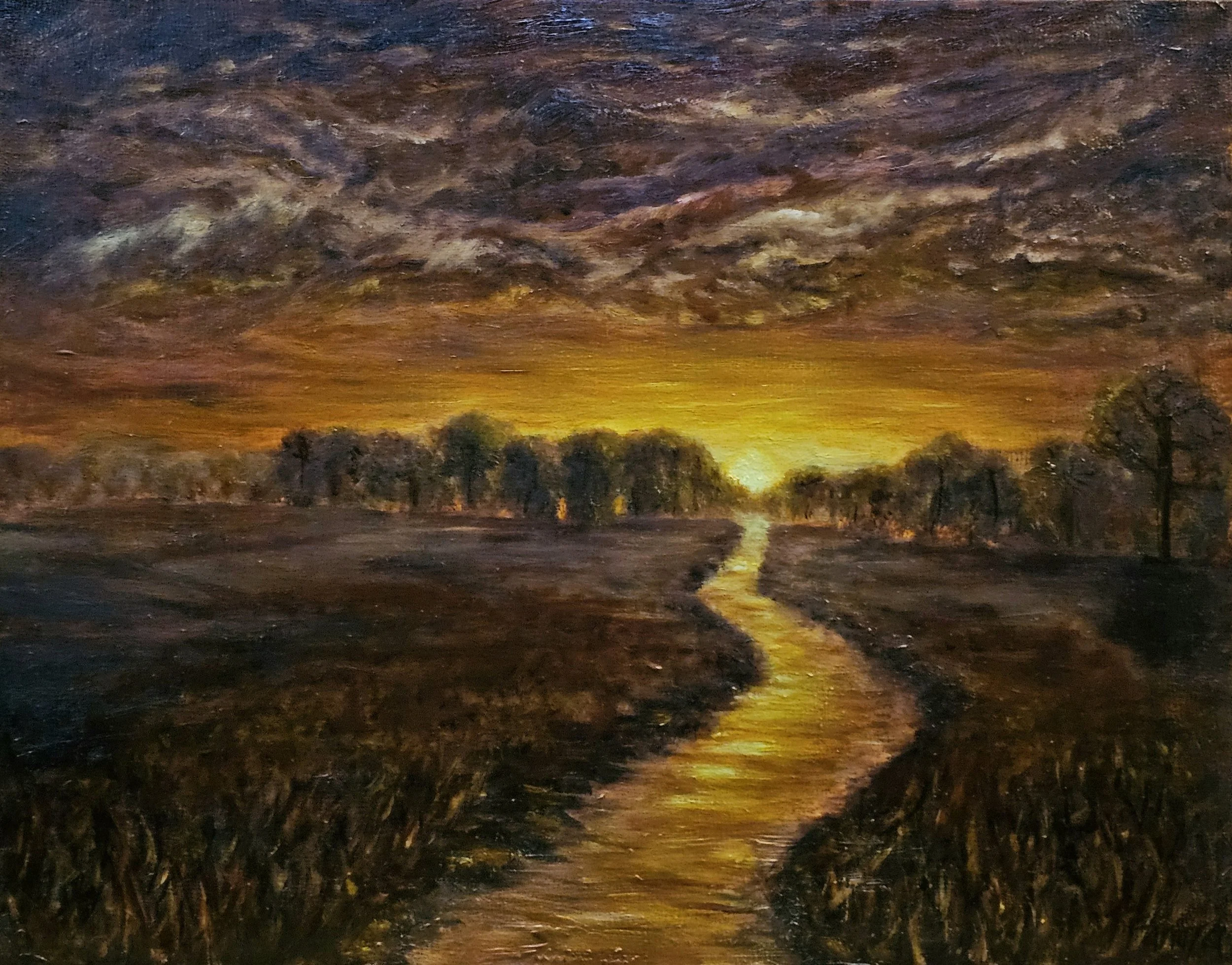 Sunlit Path | 14 x 11 inches | Oil on Panel