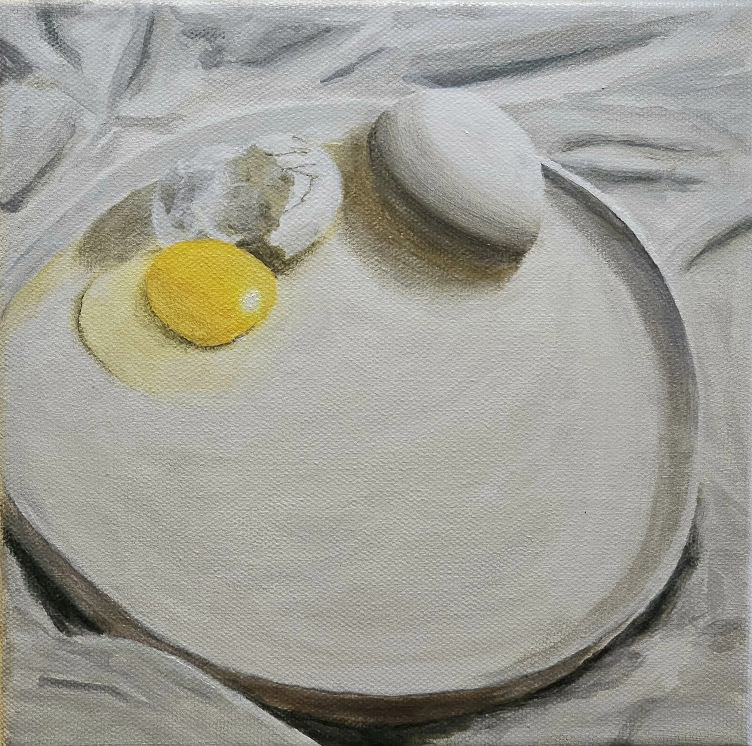 Eggs on a Plate | 8 x 8 inches | Oil on Canvas