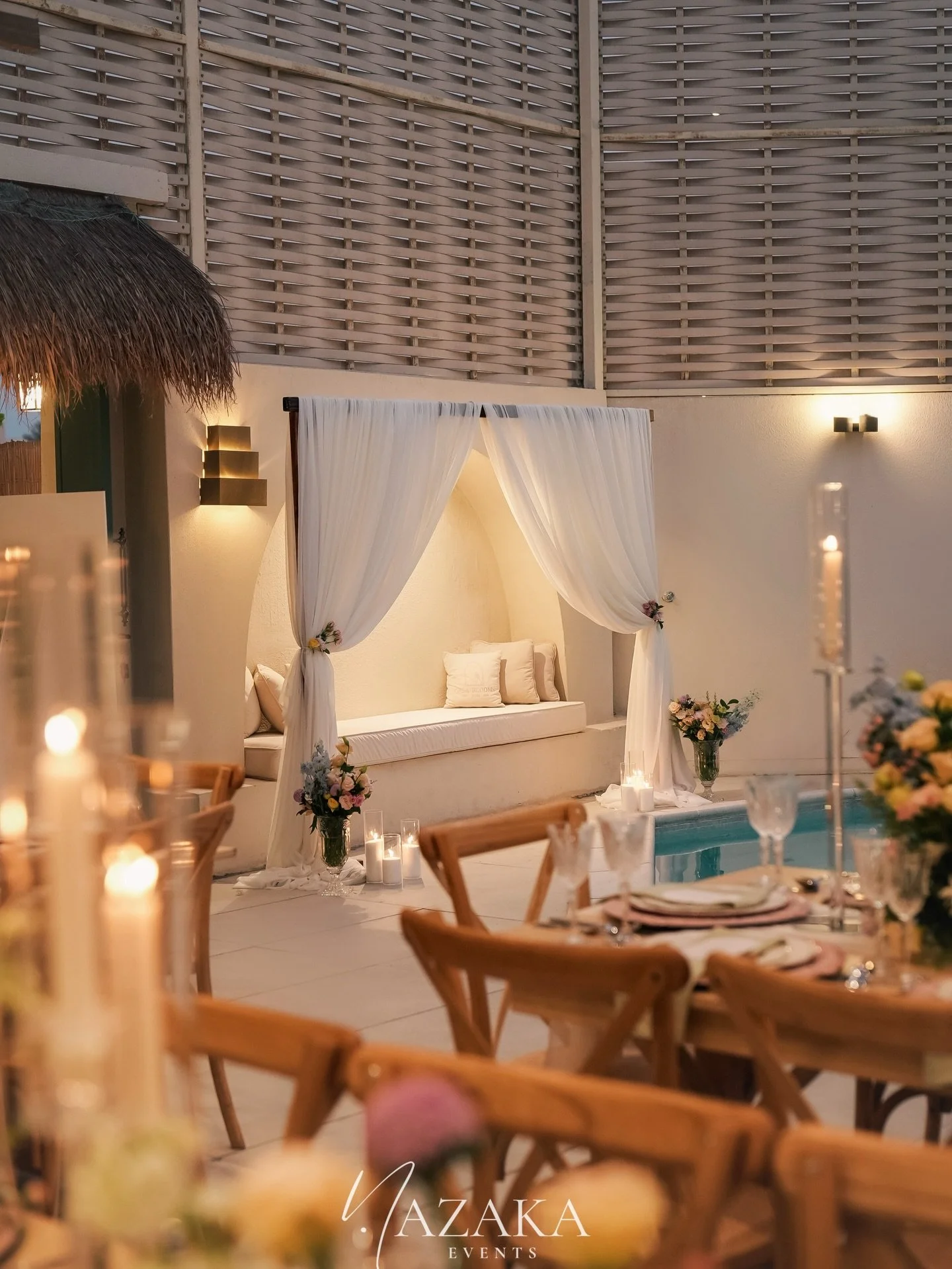 Poolside serenity and gentle lights ✨

#kosha #setup #engagement