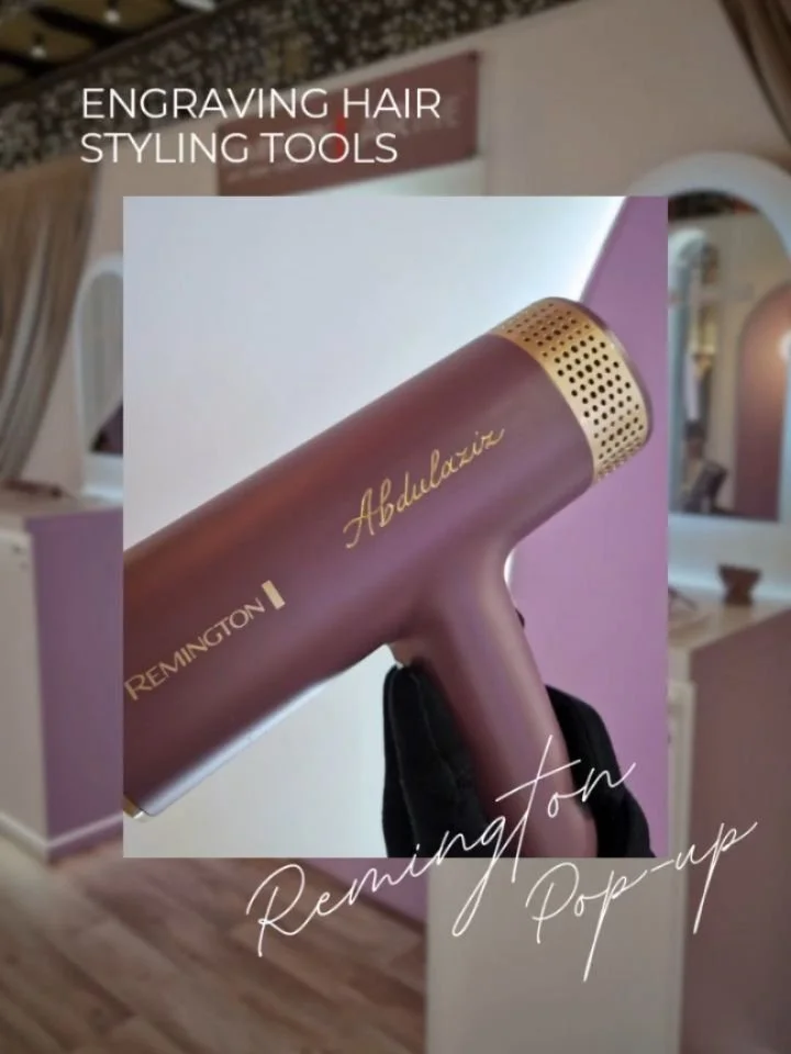 Engraving at the @remingtonuk pop-up in @batterseapwrstn 💜 An exciting event where guests had their hair styled by professionals, enjoyed the photo booth and watched as their names were engraved on their new styling tools!

Fellow artists know that 