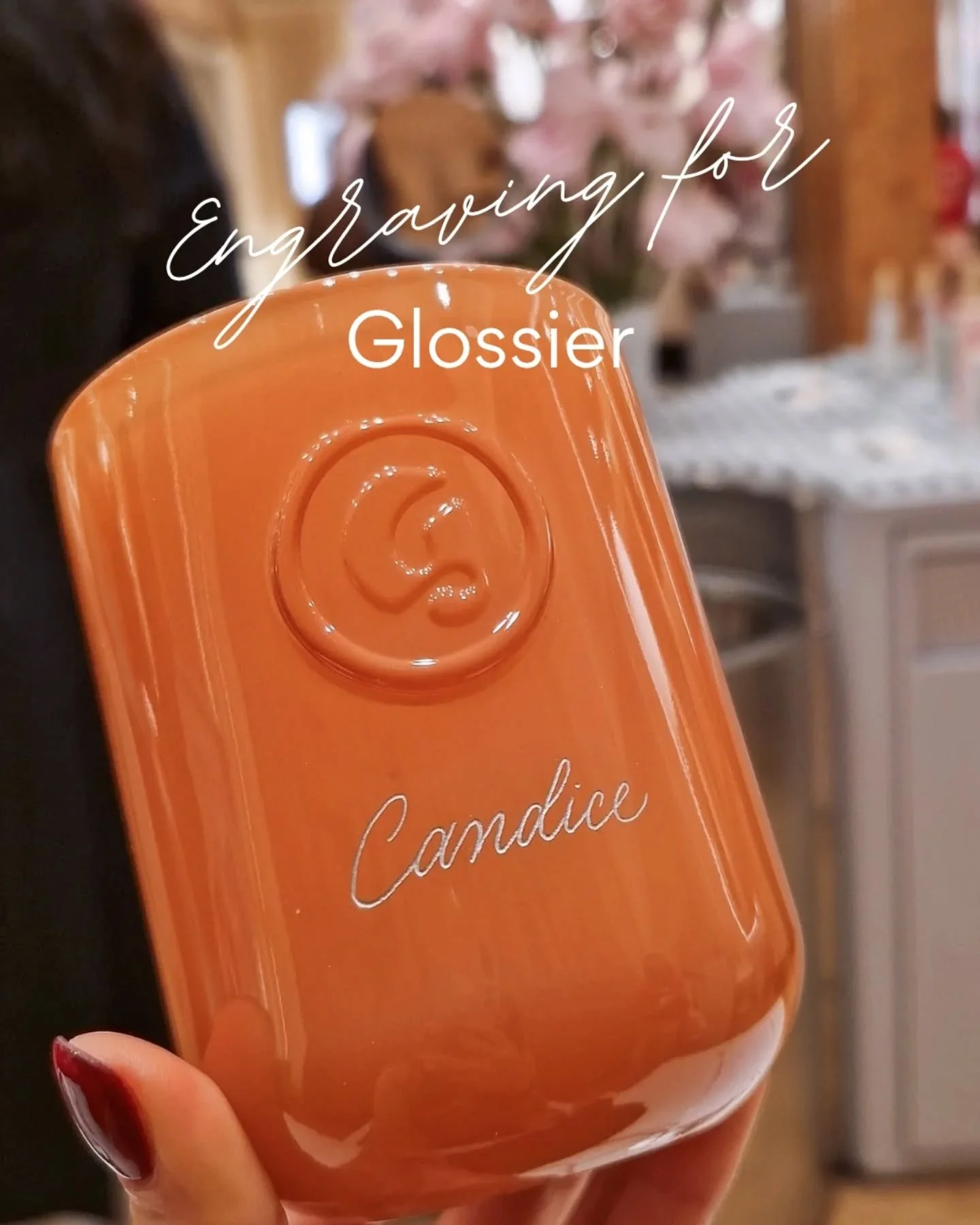 Love love loved engraving at the @glossier flagship in Covent Garden last December 🩷 could not have asked for cuter bottles to engrave or a more gorgeous team to work with. 

Big thank you to @paintpotsandquills for being a gem and trusting me with 