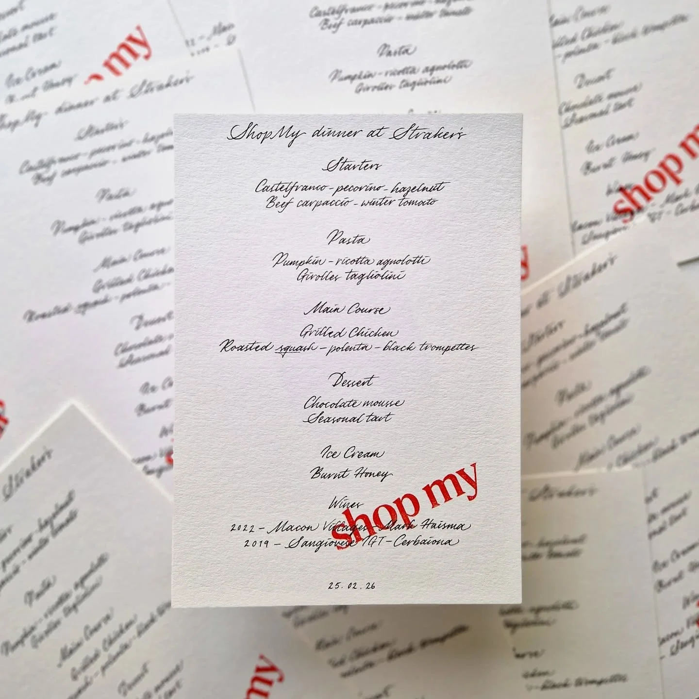 I love a handwritten menu moment. Understated and chic for an evening with @shopmy to close out @londonfashionweek

Thank you for having me! @samanthapicard.studio 🫶🏻

#eventstyling #calligraphy #tablescaping #menudesign #londoncalligrapher