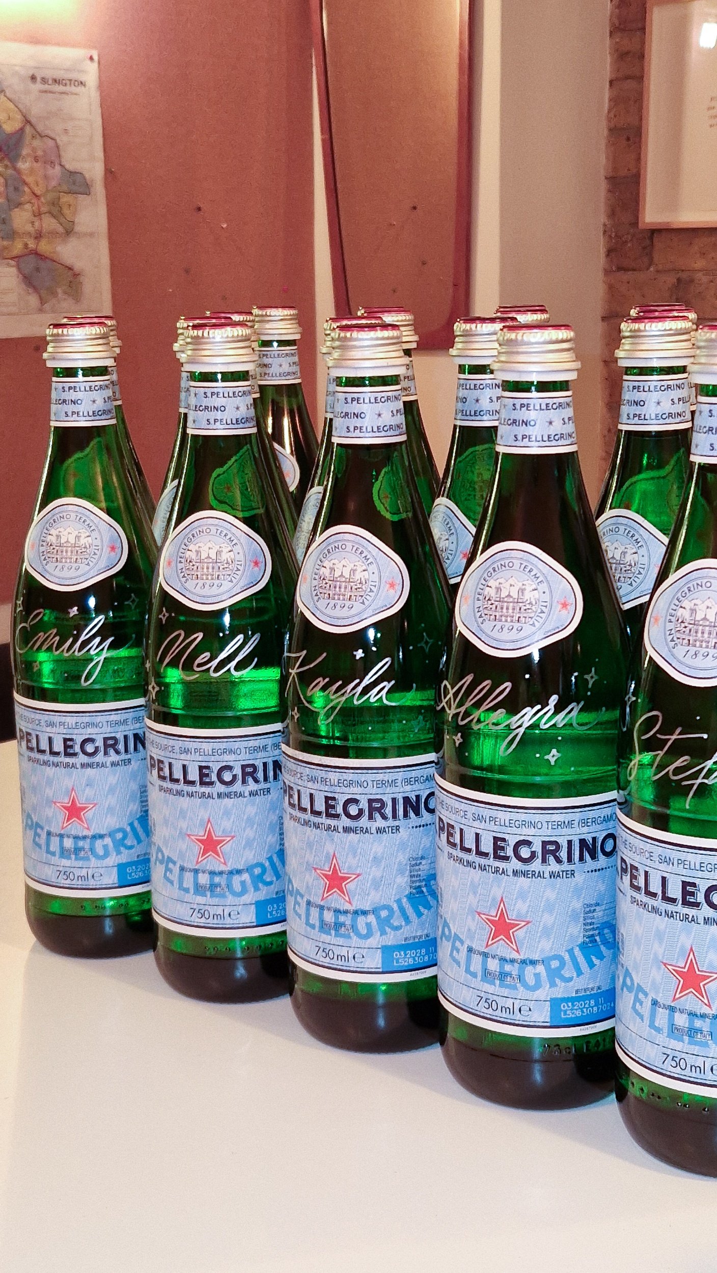 Live bottle calligraphy for San Pellegrino Christmas event