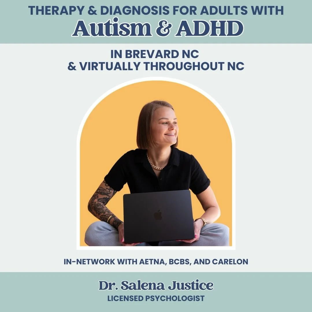 Wondering if you&rsquo;re autistic or have ADHD as an adult?
Already diagnosed but still struggling?

I provide:
✔ Adult autism &amp; ADHD diagnostic assessments
✔ Practical, skills-based therapy

📍 In-person: Brevard, NC
💻 Virtual: Anywhere in Nor